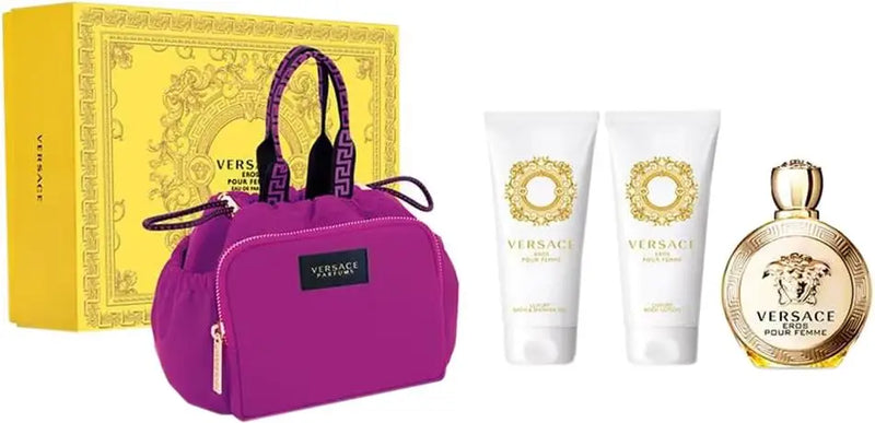 Kit Versace Bright Crystal Absolu Feminino Eau de Parfum 90ml+Loção Corporal + Gel de Banho + Bolsa