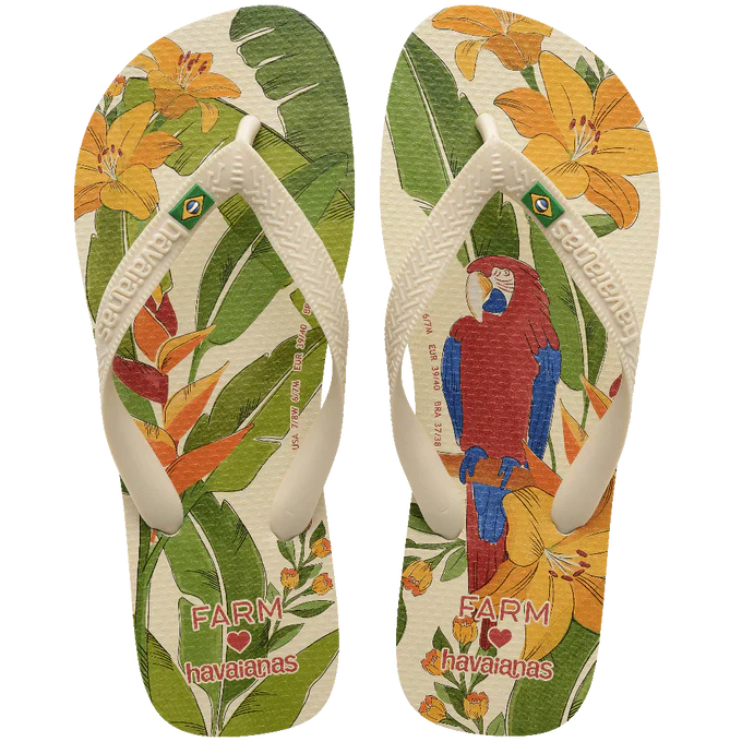 Chinelo Havaianas Farm x Ararinhas