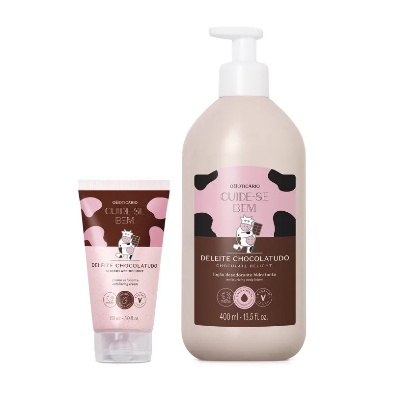 Combo Cuide-se Bem Deleite Chocolatudo: Loção Corporal 400ml + Creme Esfoliante Corporal 150ml