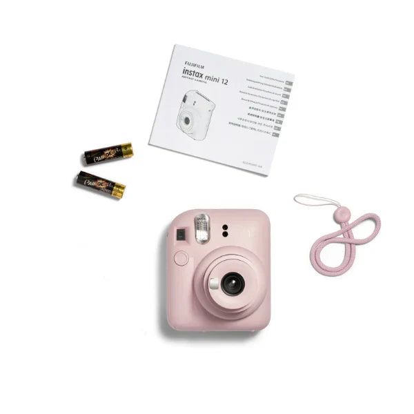 Kit Câmera Instantânea Instax Mini 12 Rosa + Pack 10 filmes Macaron + Bolsa Rosa Gloss