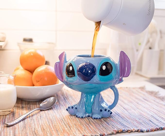 Caneca de café de cerâmica 3D Lilo & Stitch | Comporta 425 g