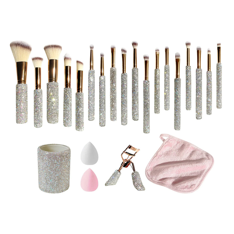 Conjunto de pincéis Essentials Collection com 28 peças Prata/Gold Rose