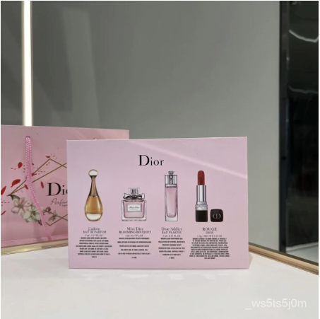 Conjunto de 5 frascos de perfume Mini Dior, conjunto de perfume com conjunto de batom perfume dior.