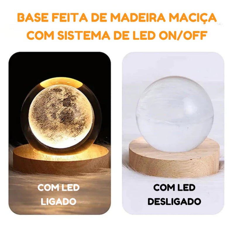 Luminária Cristal de Mesa Sistema Solar, Lua, saturno e muito mais.