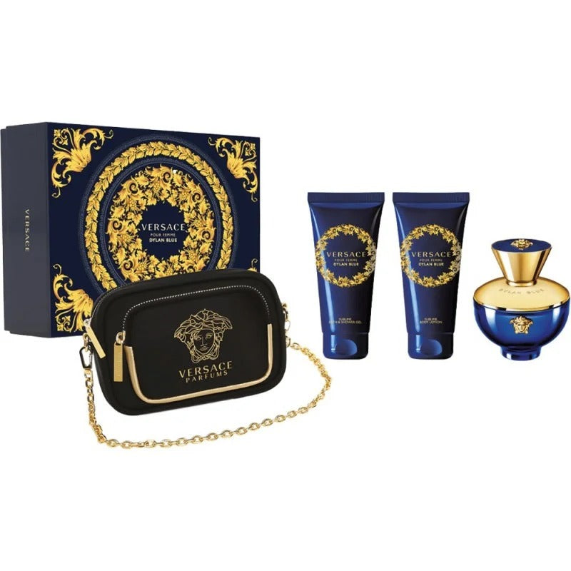 Kit Versace Bright Crystal Absolu Feminino Eau de Parfum 90ml+Loção Corporal + Gel de Banho + Bolsa