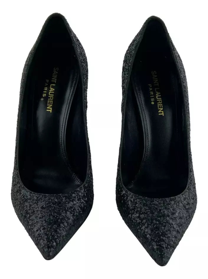 Salto alto YSL Scarpin Opyum Glitter Preto