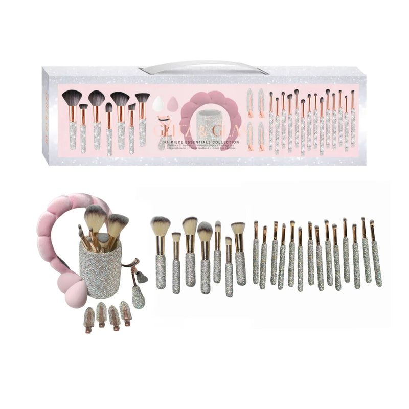 Conjunto de pincéis Essentials Collection com 30 peças Prata/Rose